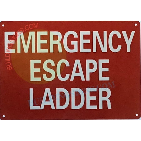 

EMERGENCY ESCAPE LADDER SIGN((7x10 RED ALUMINUM) -ref19722