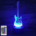 thumbnail image 1 of Lámpara de ilusión 3D con guitarra eléctrica y control remoto, luz nocturna de 16 colores, 1 of 5