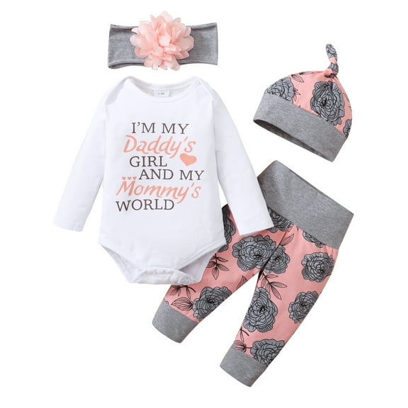 Newborn Baby Girl Clothes Infant Baby Ruffle Romper Pants Headband Toddler Girl Outfits Set