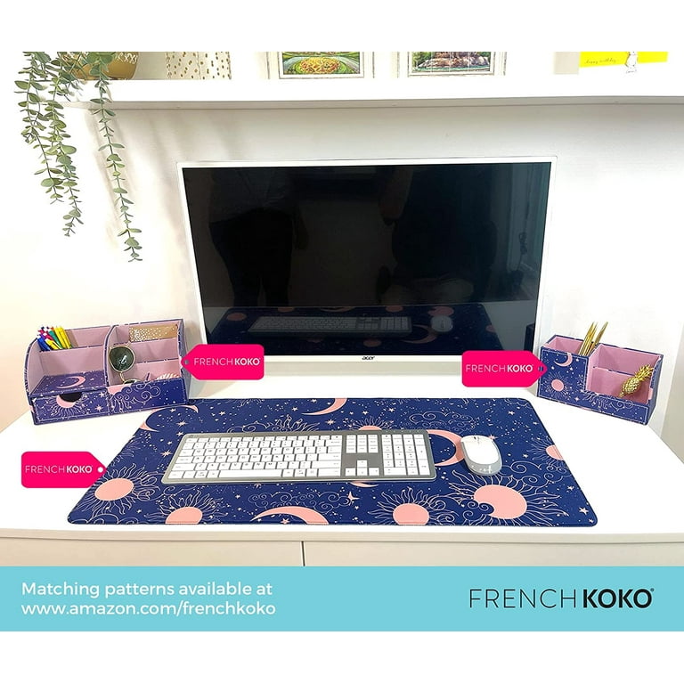 French Koko Large Mouse Pad Big Desk Mat Extended Desk Pad Keyboard Gaming Mousepad Cute Office Decor Women Girls Computer Accessories College