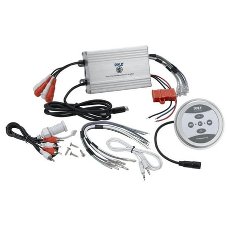 Elite Audio Amp Kit Pyle PLMRMBT7S - 4-Ch. Waterproof Rated Bluetooth Marine Amplifier Kit, Marine Grade Amp, AUX/RCA/MP3 Audio Input (1200 Watt MAX) ()