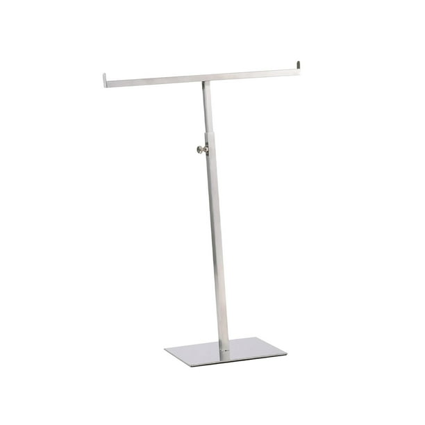 Expositor de sobremesa para bolsos, soporte para joyas, acero inoxidable, doble gancho plata cepillada