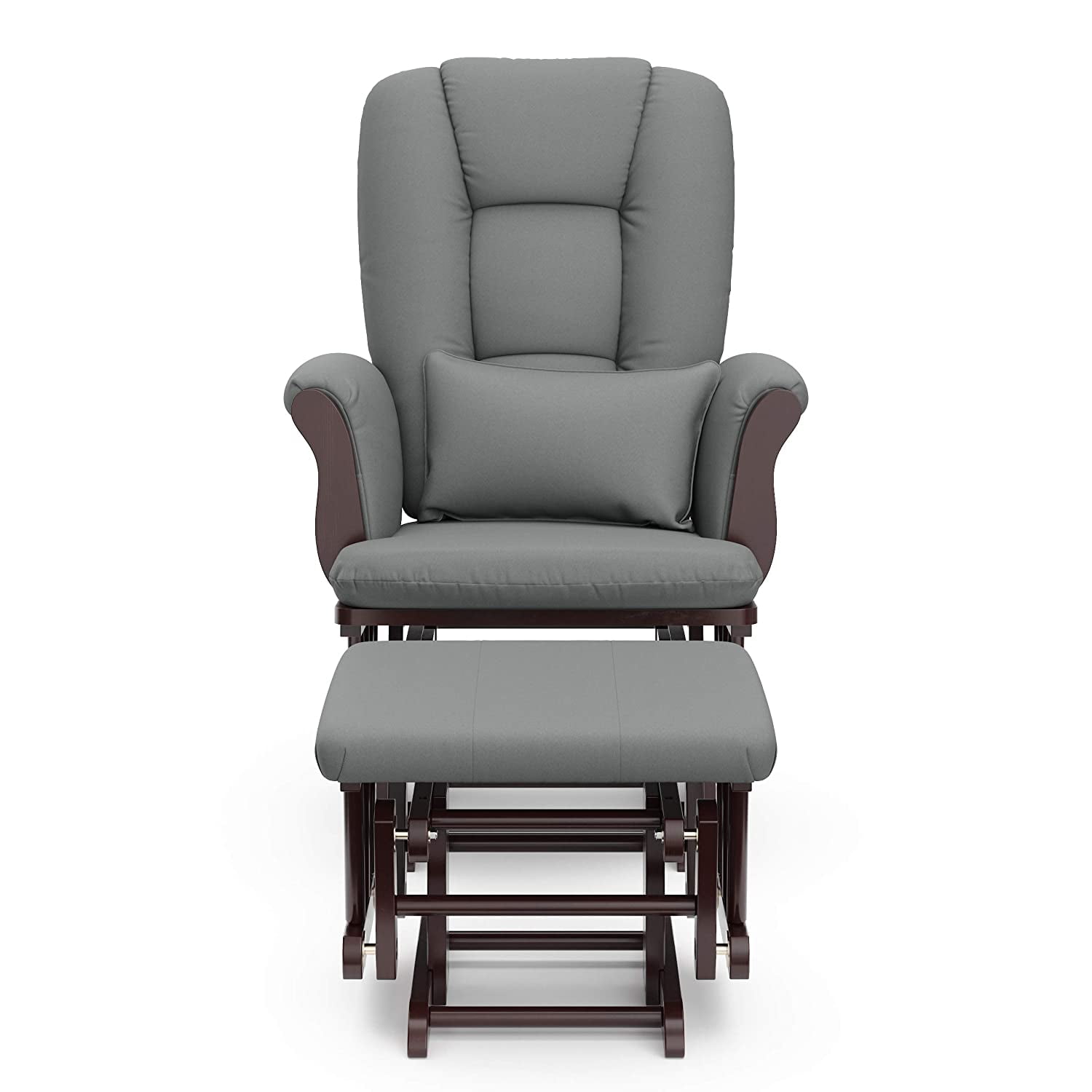 storkcraft tuscany custom glider and ottoman with lumbar pillow