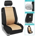 thumbnail image 3 of FH Group Waterproof Neoprene Car Seat Covers Front Set – Universal Fit Front Seat Cover with Storage Pockets, Compatible Automotive Seat Covers for Cars, SUVs & Vans, Beige, 3 of 17