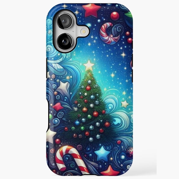 Christmas Candy Starry Night Holiday Pattern iPhone Case 17 16 15 14 13 12 11 Pro Max