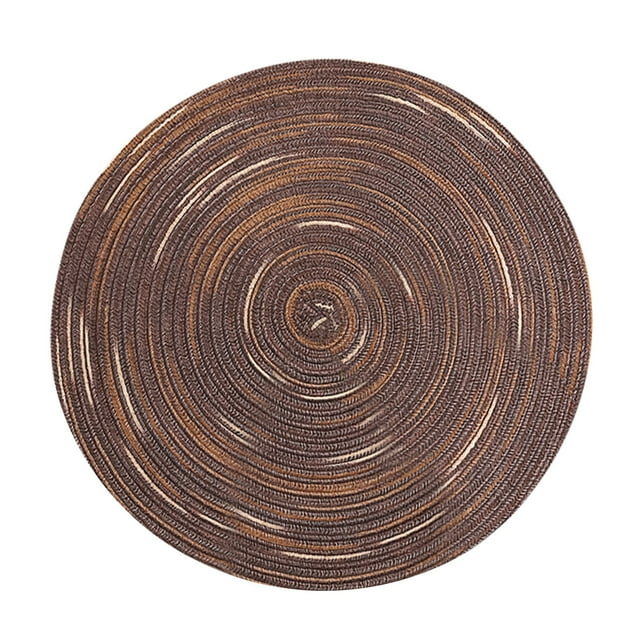 Kitchen Placemat Round Placemats For Dining Table Woven Heat-Resistant Easy To Clean Table Mats,Brown Kitchen Placemat