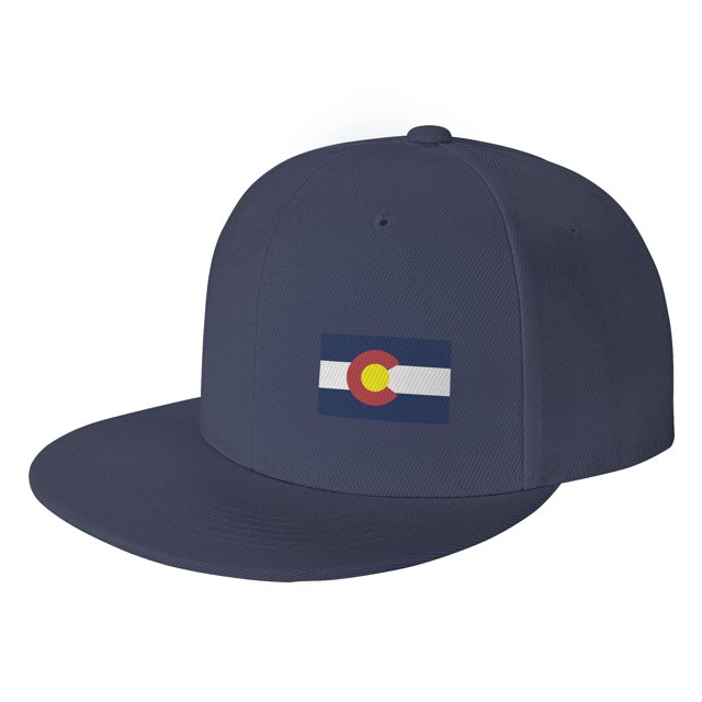 DouZhe Flat Brim Cap Snapback Hat, Colorado State Seal Flag Prints Adjustable Blue Adult Baseball Cap