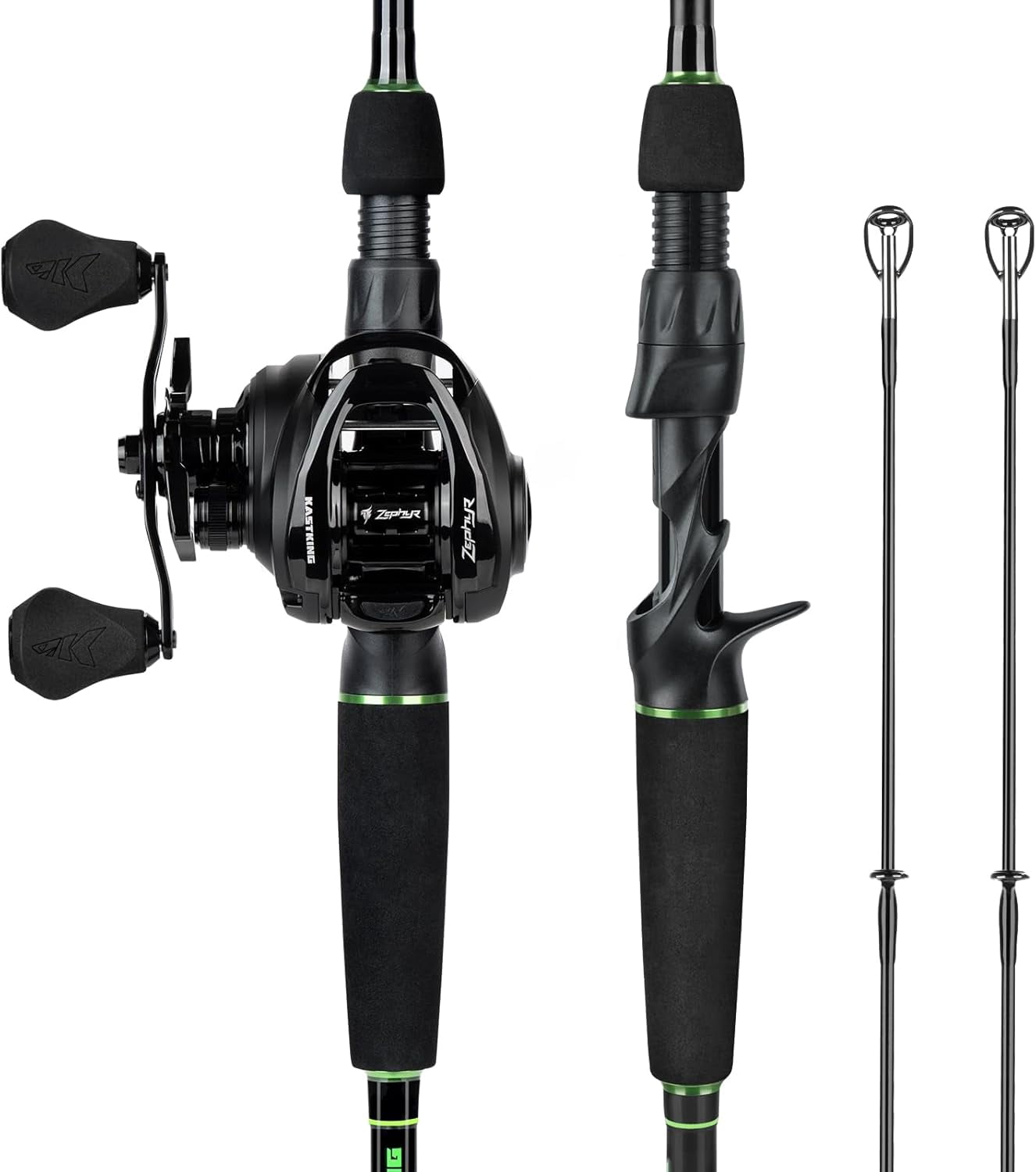 KastKing Twin-Tip Baitcaster Fishing Rod and Reel Combo,Cast-7'6
