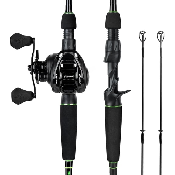 KastKing Baitcasting Fishing Rod and Reel Combo, 6'0" Medium Light/Medium Dual Tip Rod, Left Handed, Freshwater Zephyr