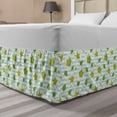 thumbnail image 1 of Spring Bed Skirt, Botanical Pattern of Jasmine Flowers and Leaves on Soft Striped Background, Elastic Bedskirt Dust Ruffle Wrap Around for Bedding Decor, 4 Sizes, Green and Pale Blue, by Ambesonne, 1 of 2