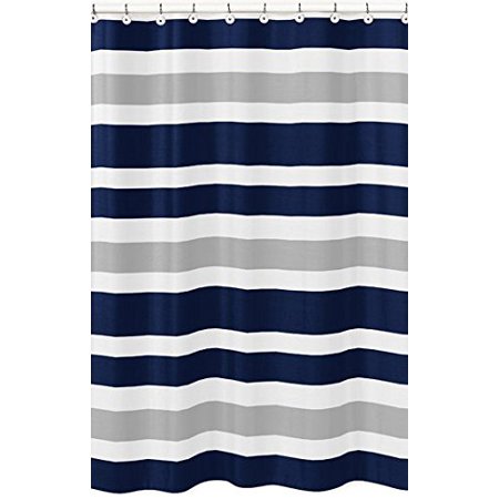 Sweet Jojo Designs Navy Blue Gray And White Kids Bathroom Fabric Bath Teen Stripe Shower Curtain Canada Sweet Jojo Designs Navy Blue Gray And, Navy Stripe Shower Curtain
