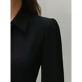 thumbnail image 4 of ZOELNIC Women's Puff Long Sleeve Bodycon Midi Dress with Collared Tie Neck for Business Office, L, 4 of 5