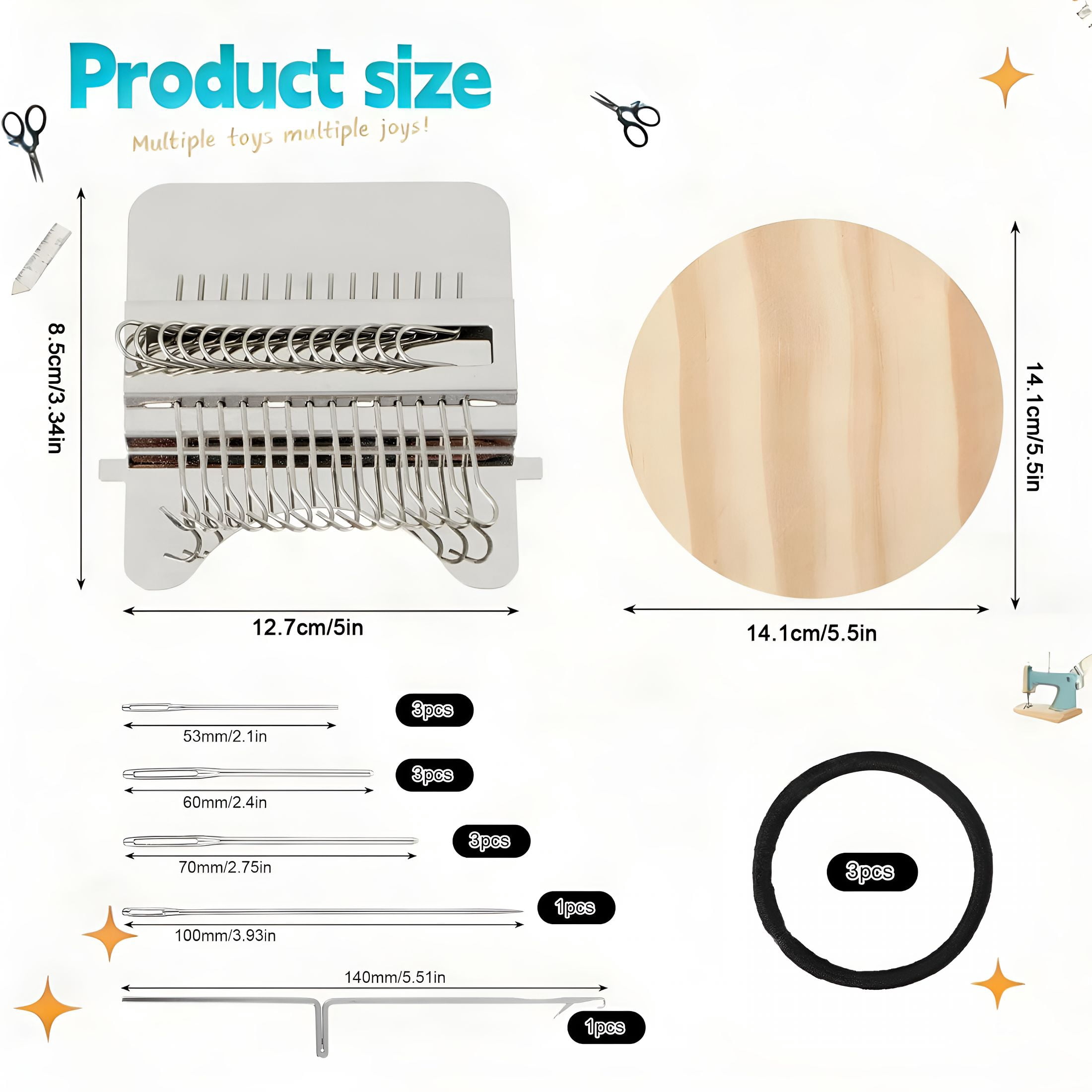 TUWAFE Portable Darning Loom for Beginners, Knitpatch Kit for Holes Repair on Socks, Clothes & Jeans, Patchwork Weaving Tool Set for Quickly Sewing Repair (50 Colors)