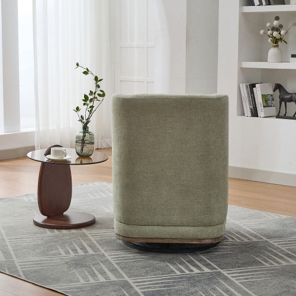 BSHTI 25.2" Wide Modern Chenille Cushioned Armless Metal Base 360°Swivel Chair with Pillow,Suitable for Living Room,Family Room,Bedroom,Lounge Area,Office.Pale Green