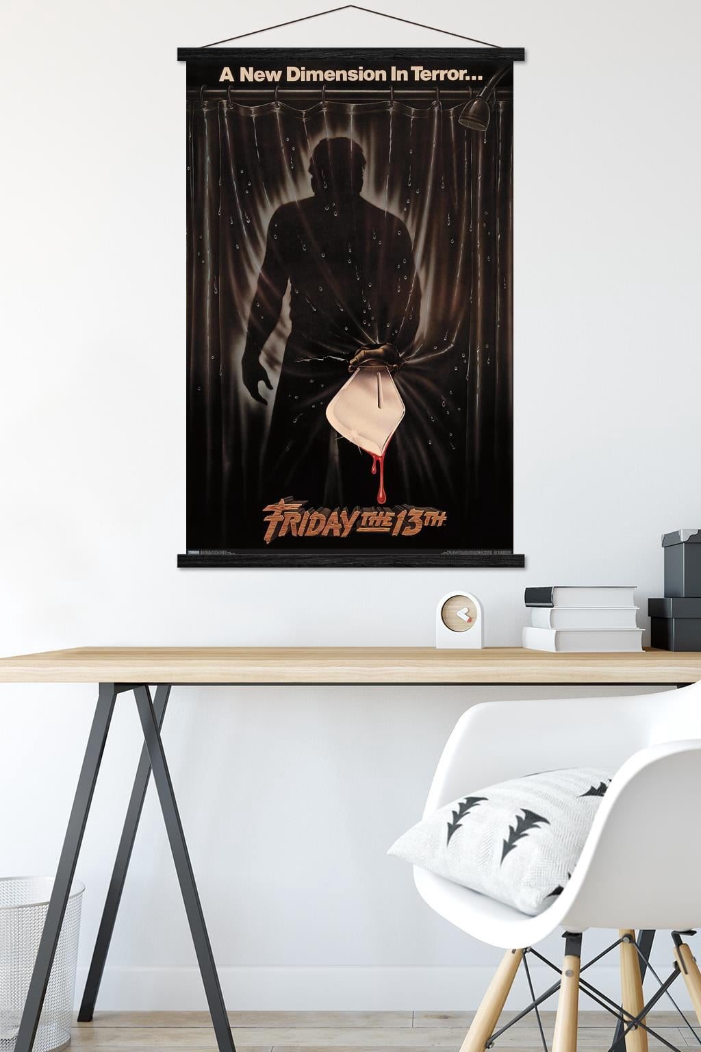 Friday The 13th Part III - One Sheet Wall Poster with Wooden Magnetic Frame, 22.375" x 34"