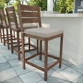 thumbnail image 3 of Martha Stewart Set of 2 Indoor-Outdoor Patio Bar Stools with Brown Brushed Woodgrain Aluminum Finish and Cream All-Weather Seat Cushions, 3 of 12