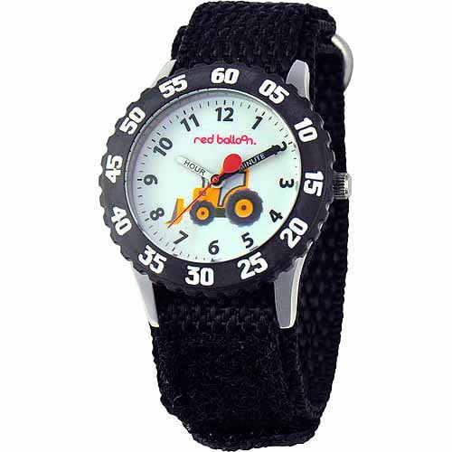 Construction Site Boys' Stainless Steel Watch, Black Strap