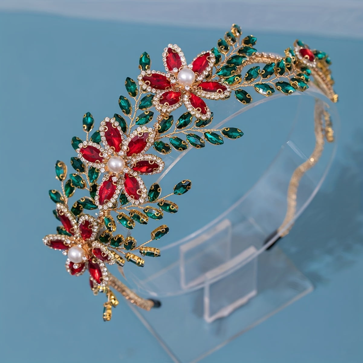 One Piece of Vintage Rhinestone Hairband, a Luxurious Handmade Crystal Hair Ornament, Featuring an Elegant Floral Design, Suitable for Bridal, Baroque, Prom, Birthday Celebrations, And Weddings.