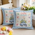 thumbnail image 2 of Easter Decorative Throw Pillow Covers 18x18 Inch Set of 2 Truck Easter Eggs Home Decor Pillow Cases for Couch, Colorful Egg Floral Blue Plaid Cushion Case for Living Room Bedroom Bed Car Chair, 2 of 9