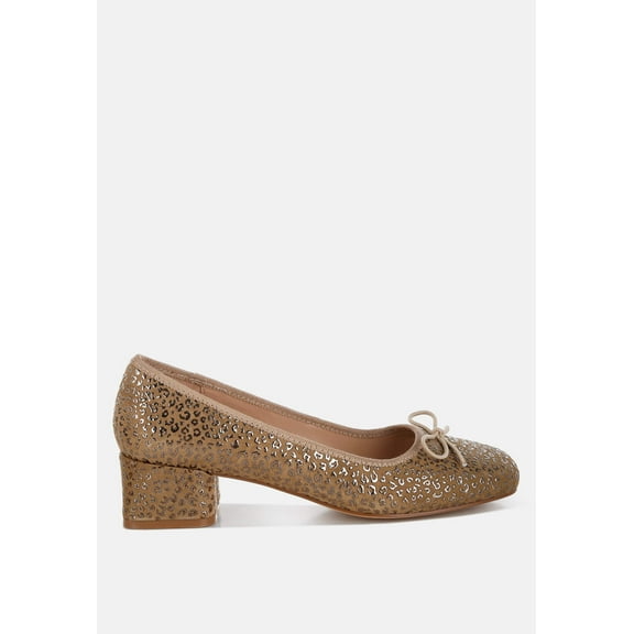 Ningen Leopard Print Block Heel Ballerinas