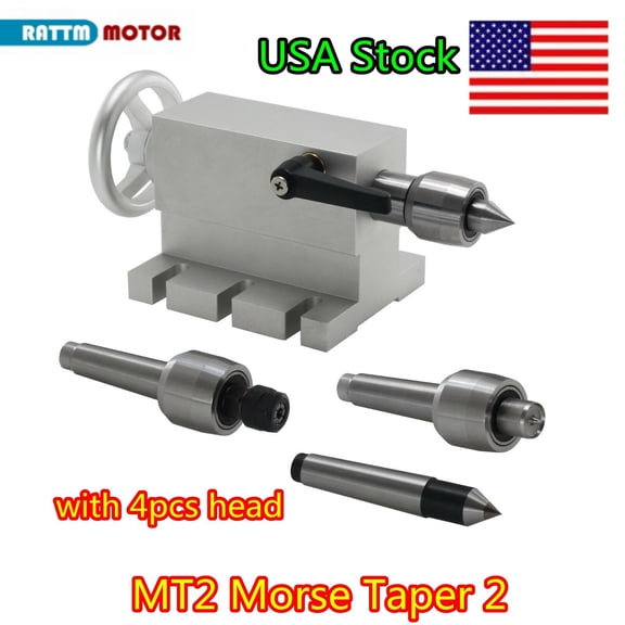 65mm Center Morse Taper 2 Live Center Movable MT2 Tailstock 4pcs head for Lathe