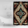 thumbnail image 4 of Brown Teal Red Boho Shower Curtains for Bathroom Waterproof Fabric Bath Curtains Decor Bath Tub Curtain Southwestern Vintage Geometric Art Decorative Shower Curtain Sets with 12 Hooks, 72x72 Inch, 4 of 6