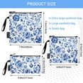 thumbnail image 3 of Haosy 3 Pack Reusable Ziploc Bags BPA Free Healthy Food Storage Bag Leakproof Sandwich Snack Freezer Bags Blue and White Porcelain Floral, 3 of 7