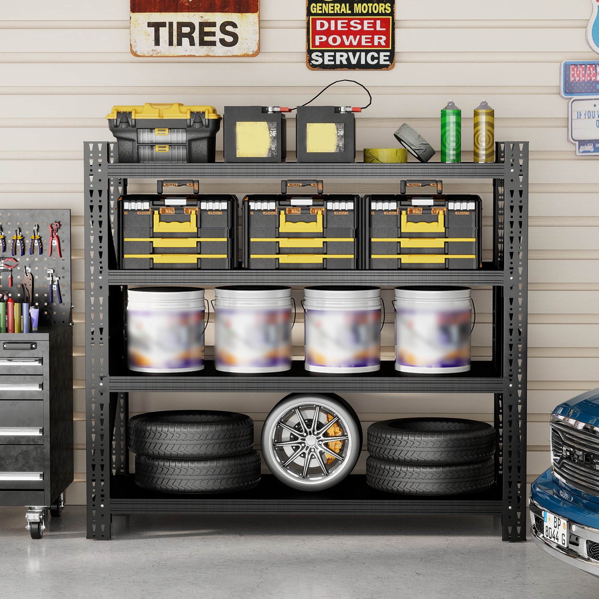 Xiweot 4-Tier Heavy Duty Metal Storage Shelving,6000lbs Capacity Adjustable Industrial Metal Shelving Unit,Freestanding Storage Rack for Garages,Warehouses,Pantry,79"W x 23.7"D x 75"H