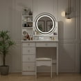 thumbnail image 5 of FUFU&GAGA Makeup Vanity Dressing Table Set With Touch Screen Mirror & Stool White, 5 of 5