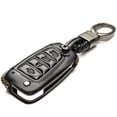 thumbnail image 2 of Vitodeco Genuine Leather Flip Key Fob Case Cover Compatible with Hyundai Accent, Kona, Santa Fe, Tucson, Venue, Sonata, Veloster 2018-2025 (4-Button, Black), 2 of 6