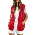 thumbnail image 2 of Aezemi Womens Sleeveless Hoodie Sweatshirts Full Zip Hooded Drawstring Fashion Jackets Workout Winter Fall Outdoor Casual Tops with Pockets L, 2 of 8