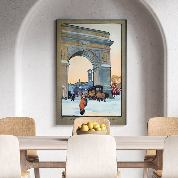 Washington Arch at Winter Twilight - 1914 | Rachael Robinson Elmer | Premium Fine Art Print | 20th Century American | Impressionism | Portrait | Nature Art