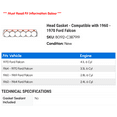 thumbnail image 2 of Head Gasket - Compatible with 1960 - 1970 Ford Falcon 1961 1962 1963 1964 1965 1966 1967 1968 1969, 2 of 2