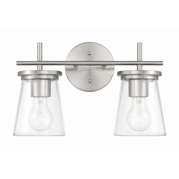 Craftmade - Connell 2 Light 14.5 in. Brushed Polished Nickel Finish Vanity Light with Clear Glass