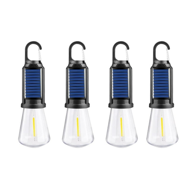 Ampoule de Camping LED Rechargeable Solaire & USB-C Lanterne Portable Extérieure Blanc Chaud Style Vintage pour Camping Randonnée & Jardin Étanche IPX4 Adaptée aux Enfants & Portable