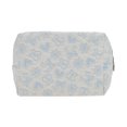 thumbnail image 1 of Bolsas de maquillaje reutilizables de forma rectangular octagonal con corazones para viajar, color azul, poliéster, 1 of 5