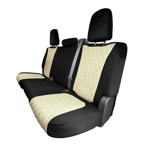 For 2019-2023 Chevrolet Silverado BASE 1500 2500HD 3500HD WT | CUSTOM | LT FH Group Neoprene Waterproof Custom Fit Car Seat Covers Rear Set Beige