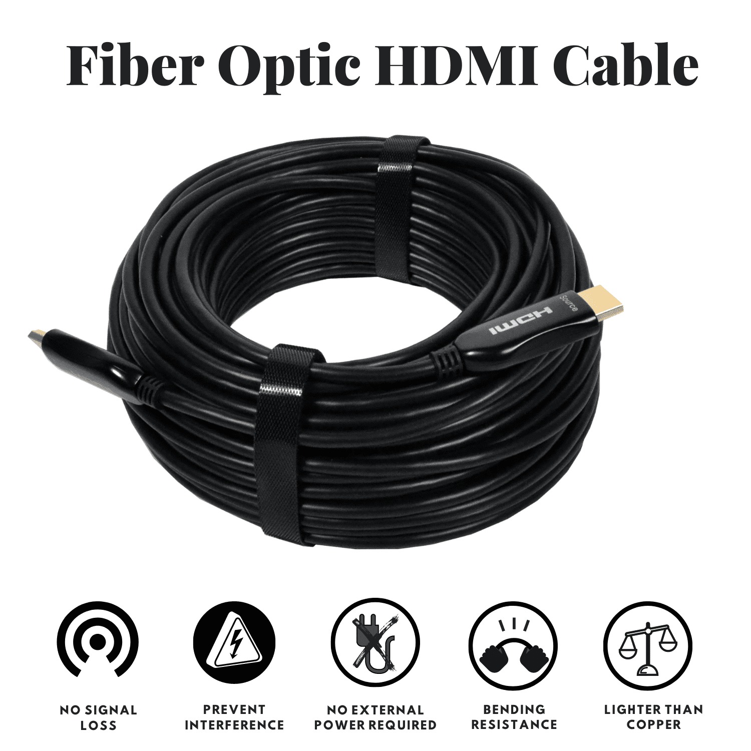 Logico 40ft FIBER OPTIC HDMI CABLE 4K – HDMI 2.0 a/b Compliant, HDCP 2.2 Super High-Speed, Ultra HD HDMI ARC cable with HDR. Perfect for HDTV/Projector/Home Theatre/Roku TV/Apple TV/Video Game Console