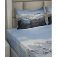 thumbnail image 2 of Ambesonne Nature Fitted & Top Sheet Set with Shams, Mountain Flying Eagle, Brown White Blue, 2 of 4