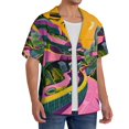 thumbnail image 2 of Honeii Retro Futuristic Landscape for Men's Short-Sleeved Button-Up Collared Shirt Featuring A Pocket, Perfect for Beach Vacations, And Travel Adventures.-3X-Large, 2 of 5