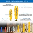 thumbnail image 5 of 410 PCS Self Drilling Drywall Anchors with Screws Kit - 2 Sizes Sheetrock Anchors & 4 Sizes Zinc Expansion Screws,2025 Upgraded Zinc Plated Steel,No Drill Needed, Holds Up to 66LB on Walls, 5 of 7