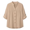 thumbnail image 4 of Njagoc3 Linen Button down Shirt Women Summer Fall Fashion Long Sleeve Cotton Gauze Tops Dressy Casual Work Blouse, 4 of 6