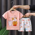 thumbnail image 2 of Toddler Boy Summer Clothes Outfits 2 Pcs Kids Cotton Short Sleeve Shirt Shorts Set 6-12 Months 12-24 Months 2t 3t 4t 5t 6t 7t Children(Pink,3-4 Years), 2 of 3
