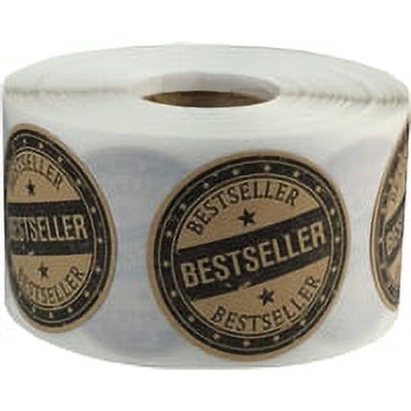 Brown Kraft with Black B.e.s.t S.e.l.l.e.r Stickers, 1.5 Inches Round, 500 Labels on a Roll