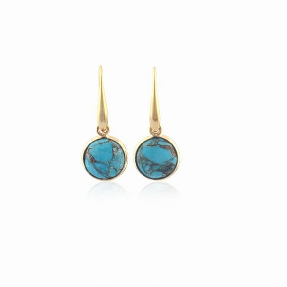 Zeva jewels Sky Blue Copper Turquoise Gemstone Gold-plated Lever-Back Earring for Wearing In Wedding, Birthdays, Parties