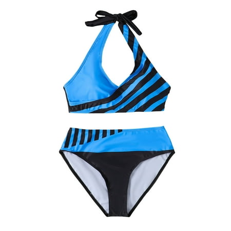 Divhosrg High Waisted Swimsuits for Women  Bikini Sets for Women Cheeky Bottoms  Bathing Suit Tops for Women  Womens Swimwear Tankini  Blue Swimsuits for Women Tummy Control 2XL
