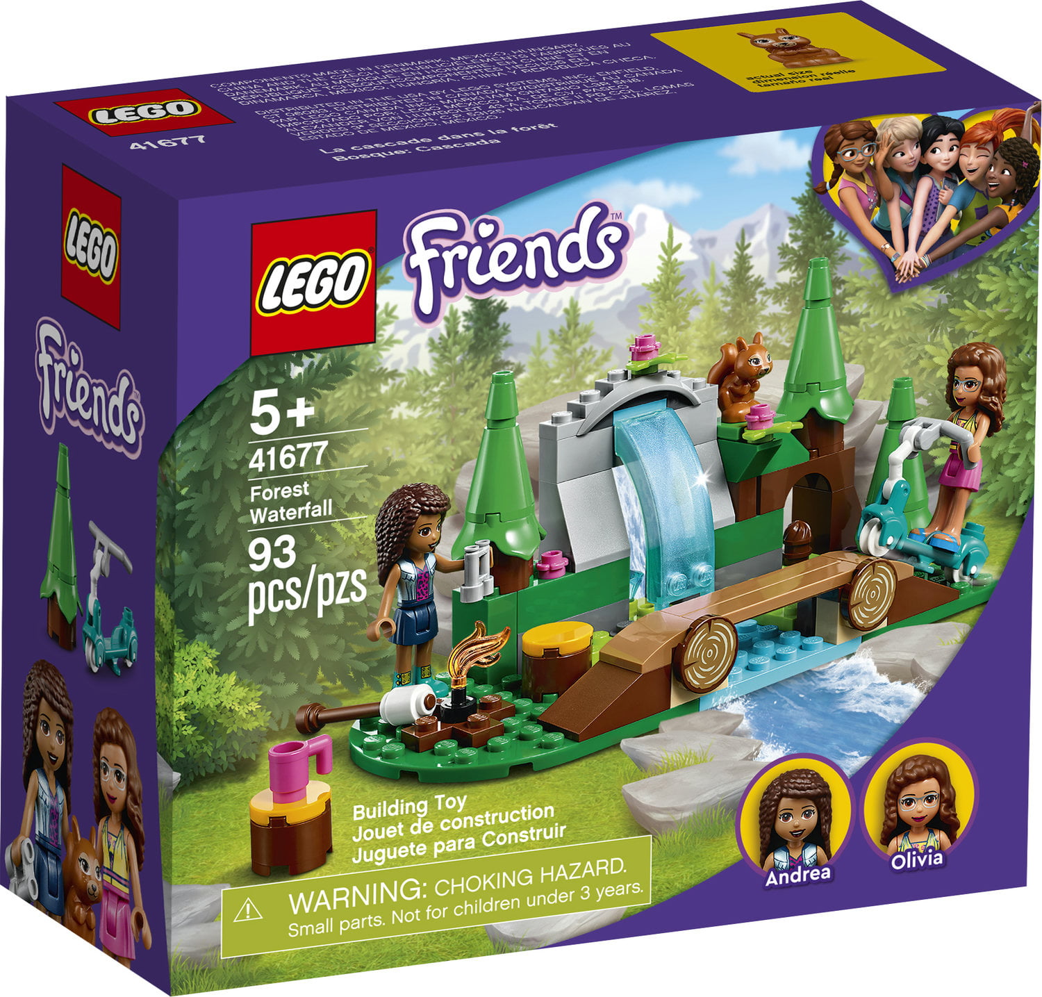 93 Pieces LEGO Friends Forest Waterfall 41677 Building Kit; Includes a Squirrel Toy; Ideal Gift for Kids Who Love Nature Toys; New 2021 