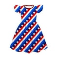 thumbnail image 3 of Jinhomg Toddler Girls Holiday Dresses Cute Star Striped Print Midi Dress Casual Ruffle Flutter Sleeve Party Dresses Patriotic 4Th Of July American Flag Outfits Red 140, 3 of 5