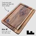 thumbnail image 4 of Set de 4 Platos Parrilleros 19x30x2 cm Madera de teca resistente ideales para carne asada quesos botanas hamburguesas tapas y BBQ, 4 of 6