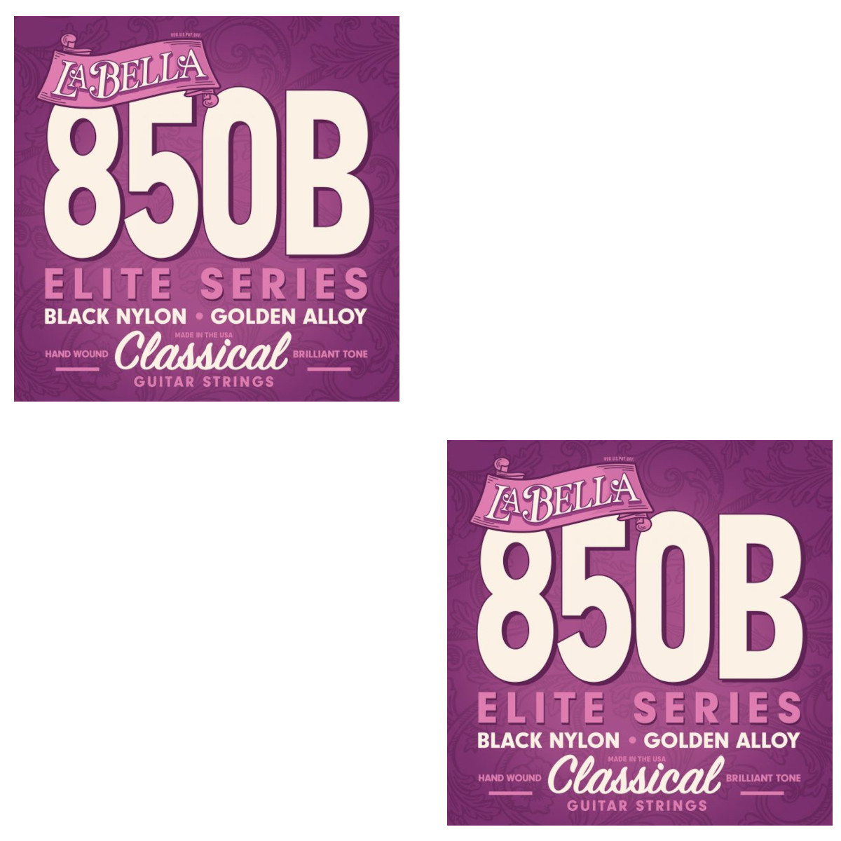 La Bella 850B Corde Per Chitarra Classica – Set Da 2, Nylon Nero E Lega Dorata - Foto 3